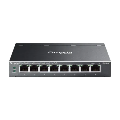 TP-Link Omada ES208GP, Managed, L2, Gigabit Ethernet (10/100/1000), Power over Ethernet (PoE), Rack mounting, DIN rail