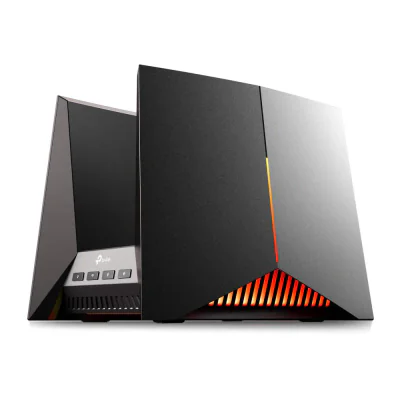 TP-LINK Router wireless TRi-Band Archer GE800, Otel inoxidabil, BE19000, Viteze wireless: • 6 GHz: 11520 Mbps (802.11be), 5 GHz: 5760 Mbps (802.11be), 2.4 GHz: 1376 Mbps (802.11be), 8 x antene interne, , Mod Access Point, Interfata: 1× port WAN/LAN d