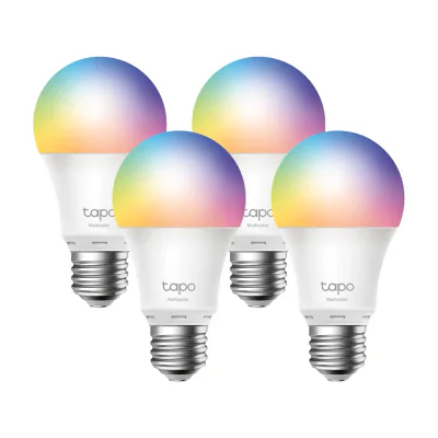 TP-Link Tapo Smart Wi-Fi Light Bulb, Multicolor, 4-Pack, Smart bulb, Wi-Fi, Metallic, White, 802.11b, 802.11g, Wi-Fi 4 (802.11n), LED, E27