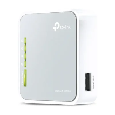 TP-Link TL-MR3020, Wi-Fi 4 (802.11n), Single-band (2.4 GHz), Ethernet LAN, 3G, Silver, White, Tabletop router