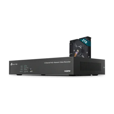 TP-Link VIGI 4 Channel PoE+ Network Video Recorder, 4 channels, 3840 x 2160 pixels, 720p, 1080p, 2160p, 3840x2160,1920x1080, 1680x1050, 1440x900, 1280x1024, 1024x768, 1280x720, 1280x720@60fps, 1920x1080@60fps, 3840x2160@30fps, H.264, H.264+, H.265, H.265+