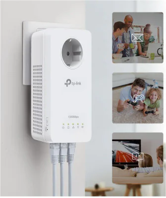 TP-Link Wi-Fi PowerLine, AV1300 Gigabit Passthrough, TL-WPA8631P, Standarde și Protocoale: HomePlug AV2, IEEE 1901, IEEE 802.3, IEEE 802.3u, IEEE 802.3ab, IEEE 802.11b/g/n (2.4 GHz), IEEE 802.11a/n/ac (5 GHz), Interfață: 3 Porturi Gigabit Ethernet, D