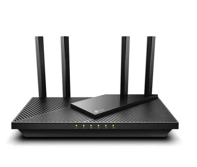 TP-Link Wireless Router, ARCHER AX55 ;WI-FI 6 ,dual band AX3000 5 GHz: 2402 Mbps (802.11ax), 2.4 GHz: 574 Mbps(802.11ax), Standard and Protocol: IEEE 802.11ax/ac/n/a 5 GHz, IEEE 802.11ax/n/b/g 2.4 GHz4 x Antene Externe fixe, 1× Port WAN/LAN Gigabit, 