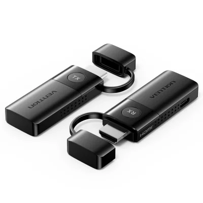Transmitator video Vention, HDMI(T) USB-C(T), transmite semnal video la max 50m, rezolutie 1080p la 60Hz, 5GHz, include 2 x Cablu USB-C 1m si 1 x Cablu prelungitor HDM 0.2m, negru, "ADCL0" - 6922794789951