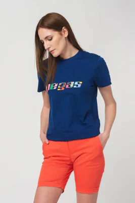 TRICOU  LOGO MULTICOLOR FEMEI  ROYAL BLUE-L