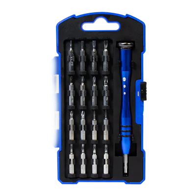 TRUSA scule surubelnite, LOGILINK, set 18 bucati: 17x biti (0.3x1.5mm,0.4x2.0mm,0.4x2.5mm,0.5x3.0mm,PZ0,PZ1,T4,T5,T6,T7,T8,T9,T10,PH000,PH00,PH0,PH1), maner din aliaj, "WZ0056"