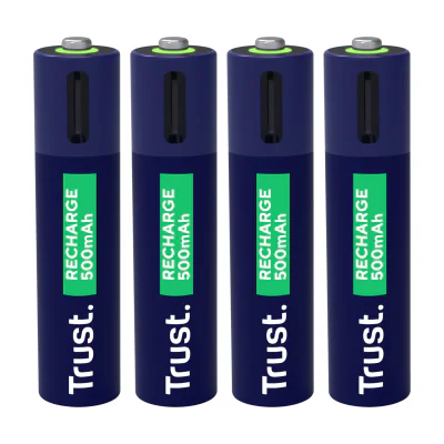 Trust 25671, Rechargeable battery, AAA, 4 pc(s), 500 mAh, 1 h, Short circuit
