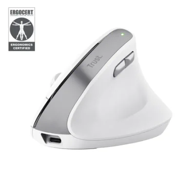 Trust Bayo II. Form factor: Right-hand, Vertical design. Movement detection technology: Optical, Device interface: RF Wireless, Movement resolution: 2400 DPI, Buttons type: Pressed buttons, Buttons quantity: 6, Scroll type: Wheel. Power source: Batte