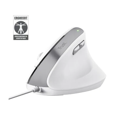Trust Bayo II, Right-hand, Vertical design, Optical, USB Type-A, 2400 DPI, White