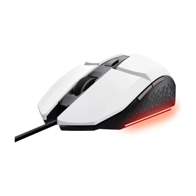 Trust GXT 109W Felox, Right-hand, Optical, USB Type-A, 6400 DPI, Black, White