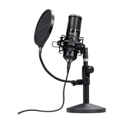 Trust GXT 269 Emita II, Studio microphone, Wired, USB, Black, Metal, Table