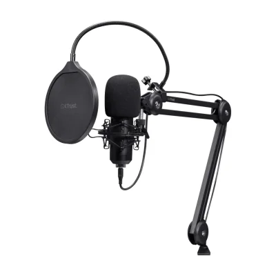 Trust GXT 270 Emita II+, Podcast microphone, Condenser, Wired, USB, Black, Metal