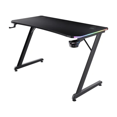 Trust GXT 709 LUMINUS, Straight, Rectangular shape, Wood, Gaming, Black, Z-legs