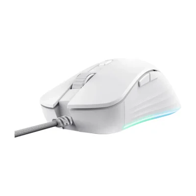 Trust GXT924W YBAR+, Right-hand, Optical, USB Type-A, 25600 DPI, White