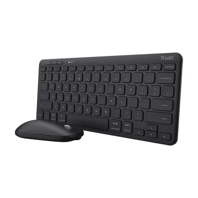 Trust Lyra, Wireless, RF Wireless + Bluetooth, Scissor key switch, QWERTY, Black, Mouse included