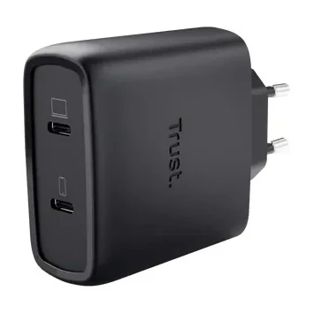 Trust Maxo 65W 2-Port USB-C GaN Charger, Indoor, AC, 20 V, 2 m, Black