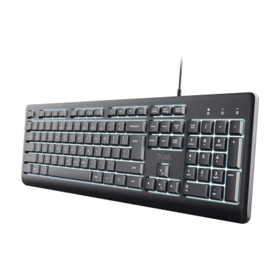 Trust Primo Beleuchtete, Full-size (100%), Wired, USB, QWERTY, Black