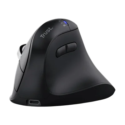 Trust Vyran, Right-hand, Vertical design, Optical, RF Wireless + Bluetooth, 4800 DPI, Black