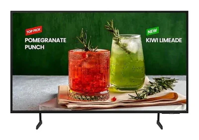 TV signage Samsung BE50D-H, 50", 250nit, 16/7, UHD, Tizen 7.0, CMS compatible (not free). Garantie 3 ani. Necesita suport de perete sau stand mobil
