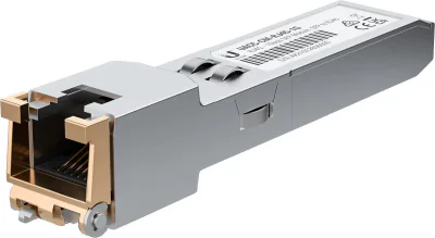 UBIQUITI RJ45 - SFP/SF+ Transceiver Module, SFP to RJ45, UF-RJ45-1G; Rata detransfer de date 1/10 Gpbs, distanta cablu: 1 Gbps (Cat 5e): 100 m, 10 Gbps (Cat 6A): 30 m, consum 1.2w., Grey