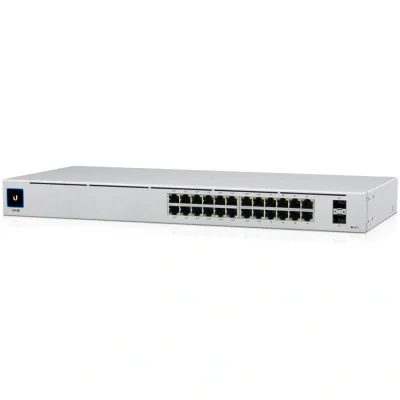 Ubiquiti USW-24-POE Gigabit Layer 2 switch with twenty-four Gigabit Ethernet ports including sixteen auto-sensing 802.3at PoE+ ports, and two SFP ports "USW-24-POE-EU"