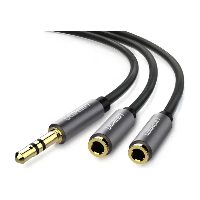 Ugreen 10532, 3.5mm, Male, 2 x 3.5mm, Female, 0.2 m, Black