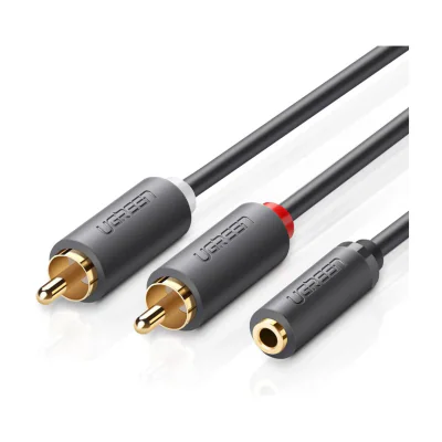 Ugreen 10561, 3.5mm, Female, 2 x RCA, Male, 0.2 m, Black