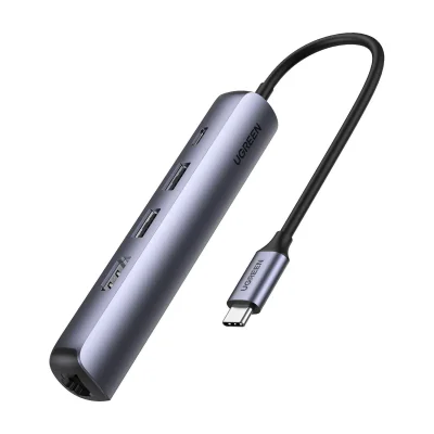Ugreen 10919, Wired, USB 3.2 Gen 1 (3.1 Gen 1) Type-C, 100 W, 10,100,1000 Mbit/s, Grey, Aluminium