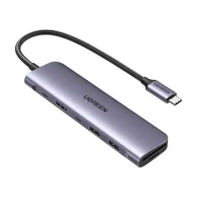 Ugreen 15214, Wired, USB 3.2 Gen 1 (3.1 Gen 1) Type-C, 100 W, Lilac, Metallic, MicroSD (TransFlash), SD, 64 GB