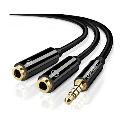 Ugreen 30620, 3.5mm, Male, 2 x 3.5mm, Female, 0.15 m, Black