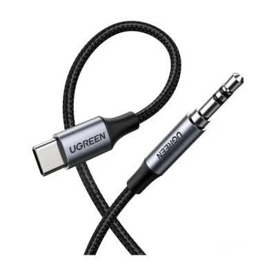 Ugreen 30633, 3.5mm, Male, USB Type-C, Male, 1 m, Black, Silver