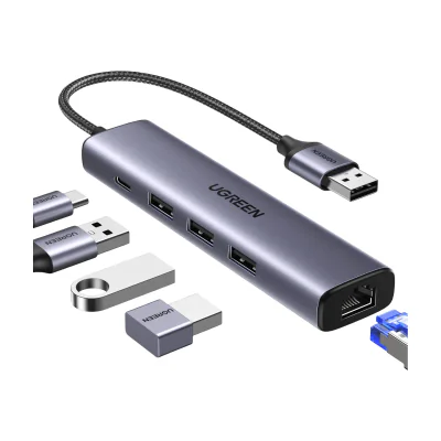 Ugreen 60554, Wired, USB 3.2 Gen 1 (3.1 Gen 1) Type-C, Grey, ChromeOS