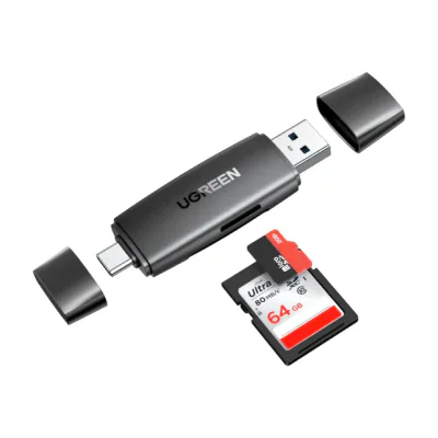 Ugreen 80191, MicroSD (TransFlash), MicroSDHC, MicroSDXC, SD, Black, 5000 Mbit/s, USB 3.2 Gen 1 (3.1 Gen 1) Type-A/Type-C