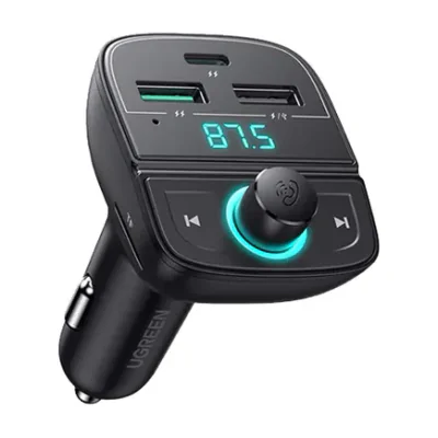 Ugreen [AI generated title] Biloplader / FM-Sender Med Bluetooth 5.0 3 Usb Porte, USB, iPhone, Black, Cigar lighter