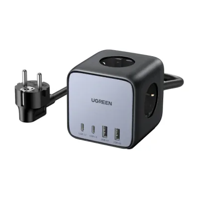 Ugreen Diginest Cube 7-in-1, 3 AC outlet(s), Type C, 1.8 m, Grey, Black, 3680 W