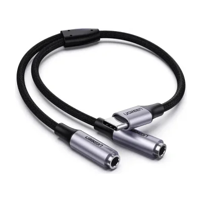 Ugreen UGR-30732, Black, USB C, 2 x 3.5, Male, Female, Nylon