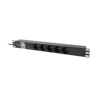 PDU Lanberg 19" 1U 10A, 5 prize, conector C14, negru