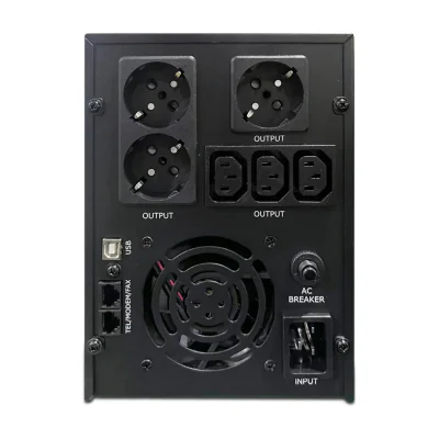 UPS GEMBIRD, Line Int. cu management, mini tower, 3000VA/1800W, AVR, IEC x 3/ Schuko x 3, 4 x baterie 12V/7Ah, display LCD, back-up 1 - 10 min., "EG-UPS-036"