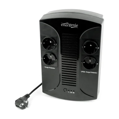 UPS GEMBIRD Line Interactive, 650VA/ 390W, AVR, 4 x socket Schuko, indicatie status cu LED, 1 baterie 12V/7Ah, Backup:pana la 10 - 30 min.,incarcare: pana la 8h "EG-UPS-001"i)