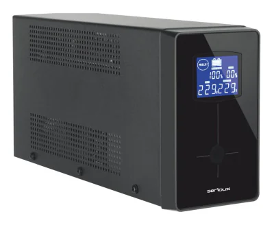UPS Serioux Line Interactive 2000LI, ecran LCD, capacitate 2000VA/1200W, 4 prize Schuko , baterie 12 V / 9.0 Ah × 2, timp mediu de functionare pe baterii 5 min - 50% sarcina, management USB/RJ45, software inclus