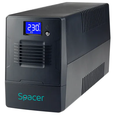 UPS Spacer Line Int. cu management, LCD, 1500VA/ 900W, AVR, 4 x socket Schuko, display LCD, 2 x baterie 12V/9Ah, conector USB, combo RJ11/RJ45