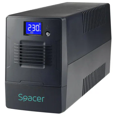UPS Spacer Line Int. cu management, LCD, 2000VA/ 1200W, AVR, 4 x socket Schuko, display LCD, 2 x baterie 12V/9Ah, conector USB, combo RJ11/RJ45