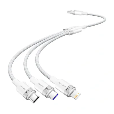 USB 2.0 A la 3-in-1 6A cablu Vention CTRWG 1.5M (alb)