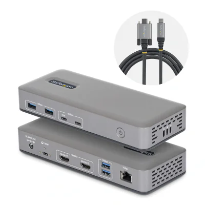 StarTech.com Dual-Monitor USB-C Docking Station, HDMI, 4K 60Hz, 100W Laptop Charging, 1GbE, Driverless, Multi-Monitor Dock For Windows, Wired, USB 3.2 Gen 2 (3.1 Gen 2) Type-C, 100 W, 10,100,1000 Mbit/s, Grey, 1 Gbit/s