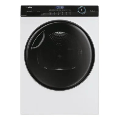 Uscator de rufe Haier HD80-A3959-S, Pompa de caldura cu compresor inverter, 8kg,clasa A+++, WIFI-app hOn, 11 programe +app, alba - usa neagra