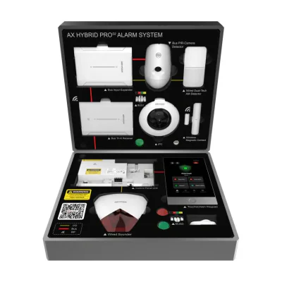 Valiza demo AX HYBRID PRO contine: ● DS-PA502-128 × 1 ● DS-PK501LTM-HWE × 1 ● DS-PM501Z8T4 × 1 ● DS-PR501-HWE × 1 ● DS-PD501PC12 × 1 ● DS-PDMC-EG2-WE(B) × 1 ● DS-PD701DT18AM × 1 ● DS-PS1-R × 1 ● DS-PKF1-WE(B) *1 ● DS-PT-M1 *2 ● DS-2CD3956G2-IS(1.05mm