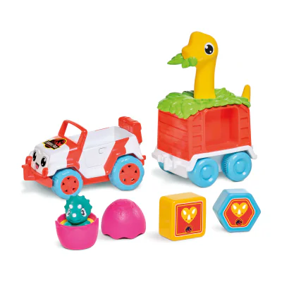 VEHICUL DE SALVARE CU REMORCA COLORATA, DINO, JURASSIC WORLD, TOMY