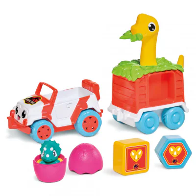 VEHICUL DE SALVARE CU REMORCA COLORATA, DINO, JURASSIC WORLD, TOMY