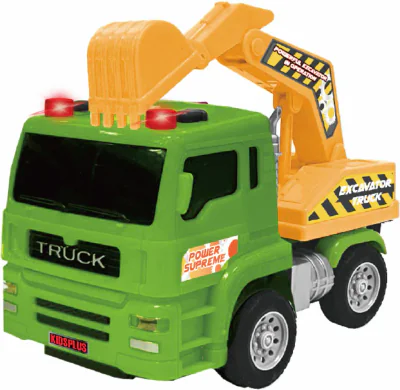 VEHICULE CU LUMINI, SUNETE SI FRICTIUNE, SCARA 1/24, 15CM, EXCAVATOR