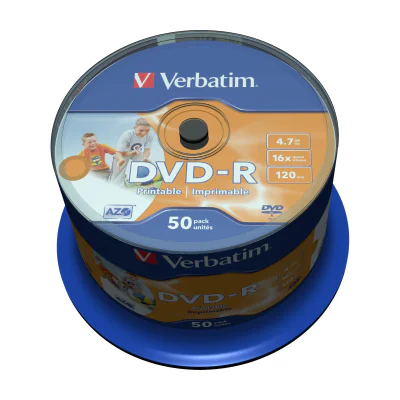 Verbatim 43533, DVD-R, 120 mm, Printable, Spindle, 50 pc(s), 4.7 GB